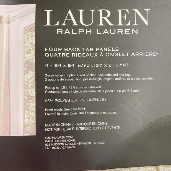 4 Panels Ralph Lauren 54x 84 Linen Marley Natural Beige Curtains Striped Stripes - Picture 5 of 9